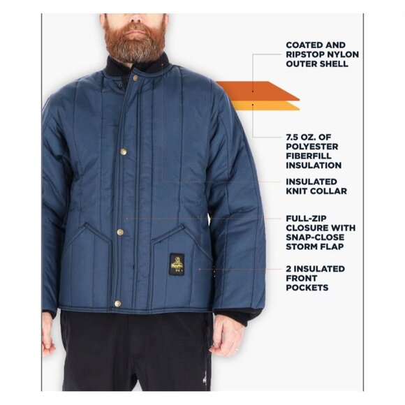 RefrigiWear Mens Cooler Wear Fiberfill Insulated Workwear Jacket Blue Size M/L - Picture 1 of 10